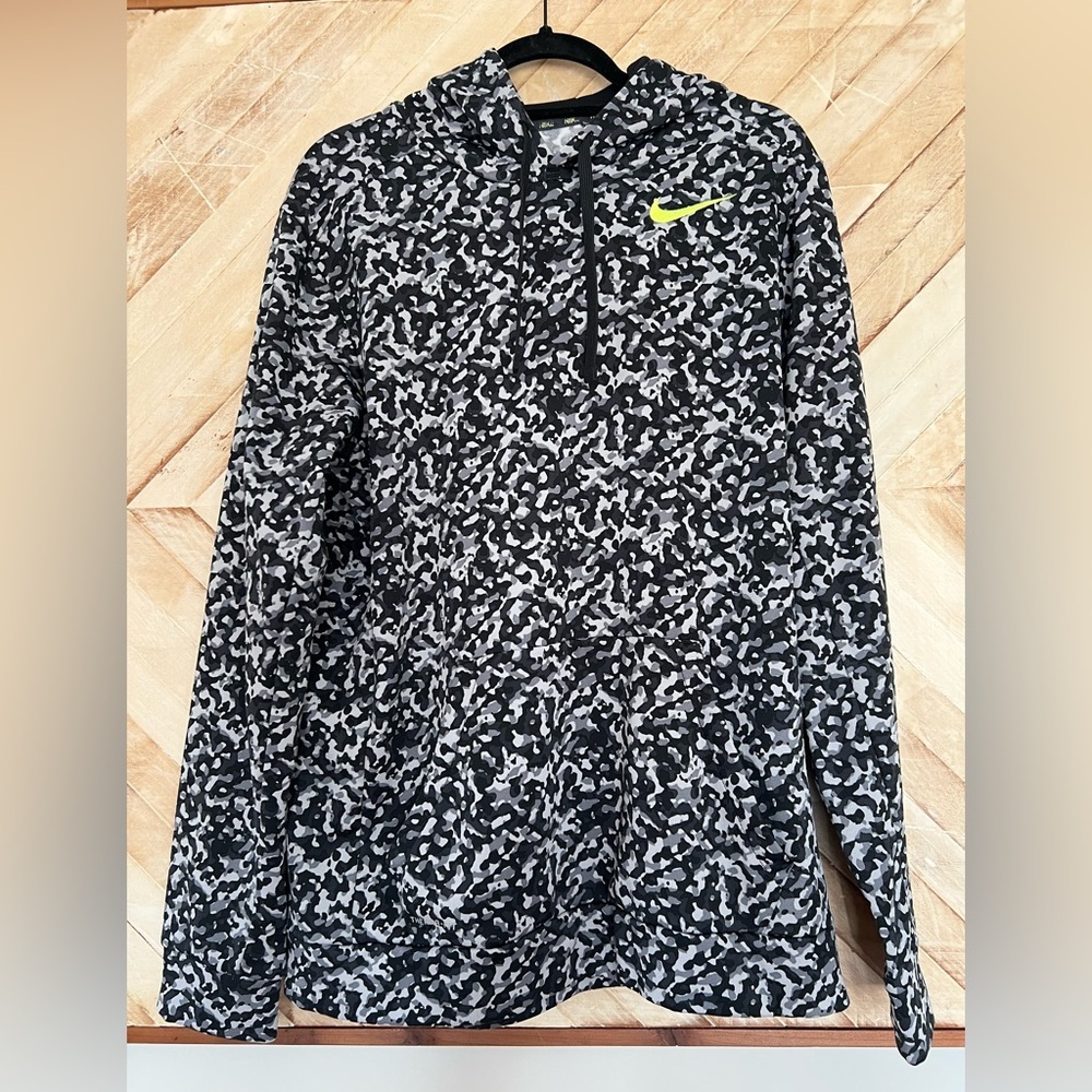 Nike Black and Gray Patterned Hoodie
